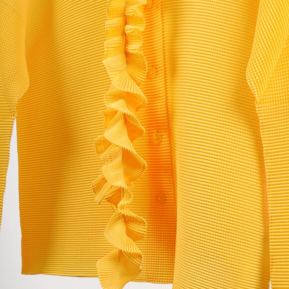 Issey Miyake Bright Yellow Pleat Ruffle Tie Cardigan - Picture 6 of 10
